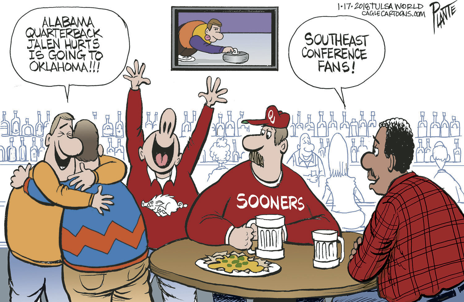 Bruce Plante Cartoon: Jalen Hurts now a Sooner